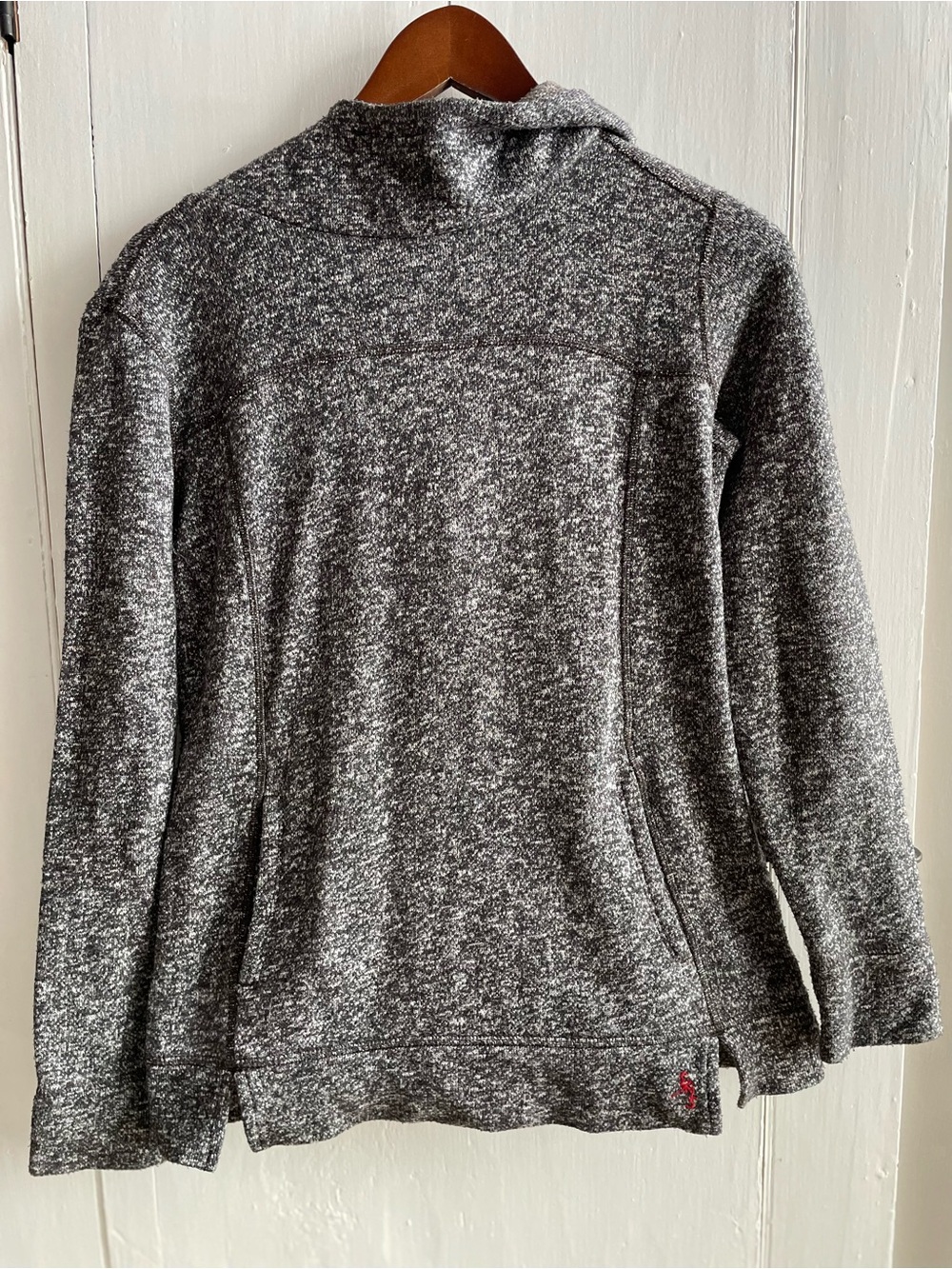 Eastern Mountain Sports Women’s Heather Gray Pullover Hoodie Pockets Logo XS